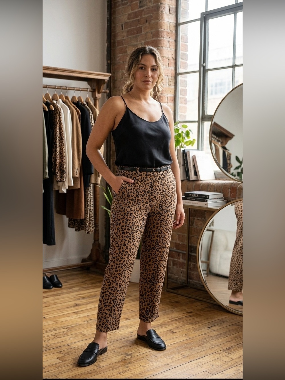 J.Crew Leopard Print Jamie Pants Cropped Elastic Waist Women’s Size 4 Stretch